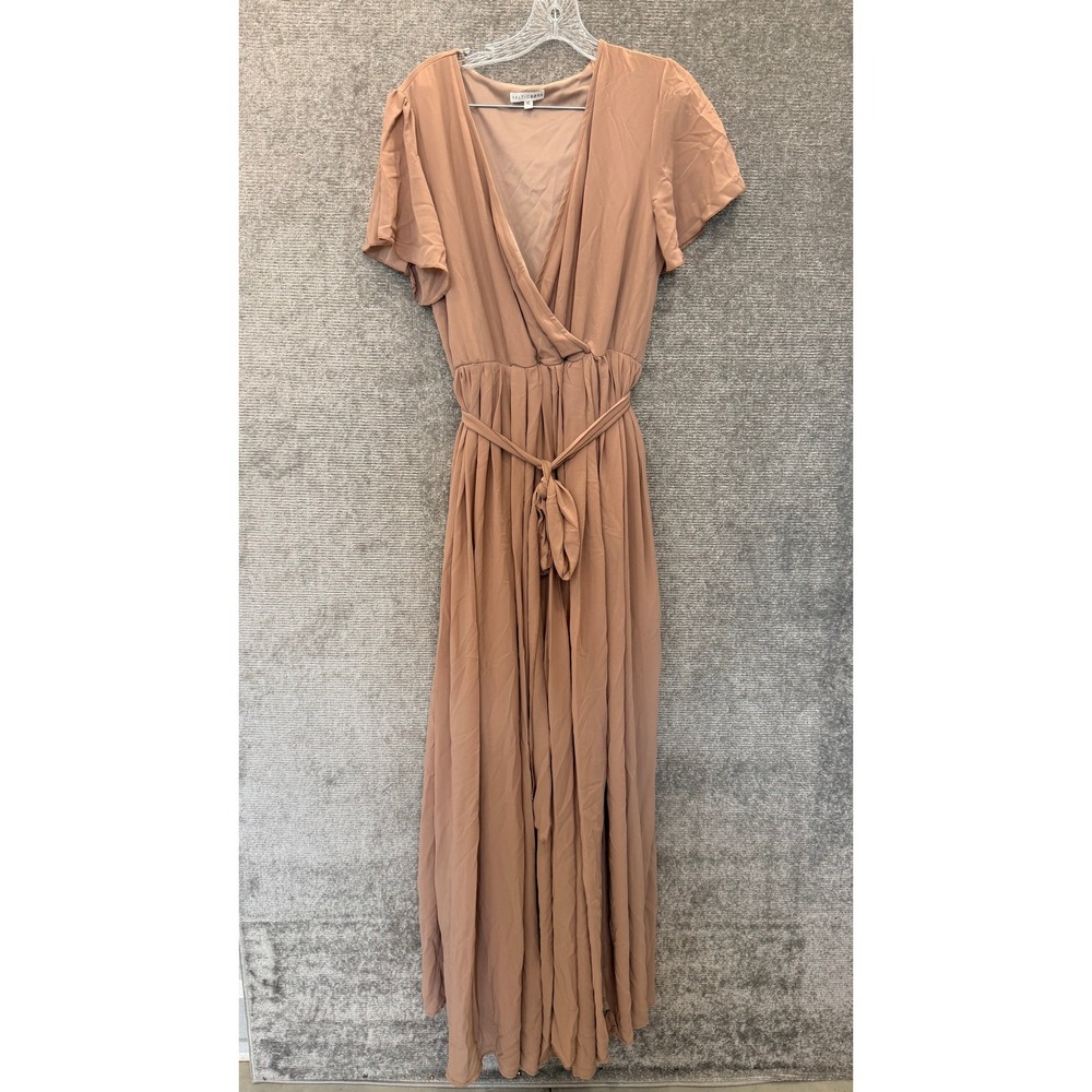 Baltic Born Maxi Dress Women XL Taupe Lydia Wrap Flutter Sleeve‎ Formal Wedding - Picture 2 of 7
